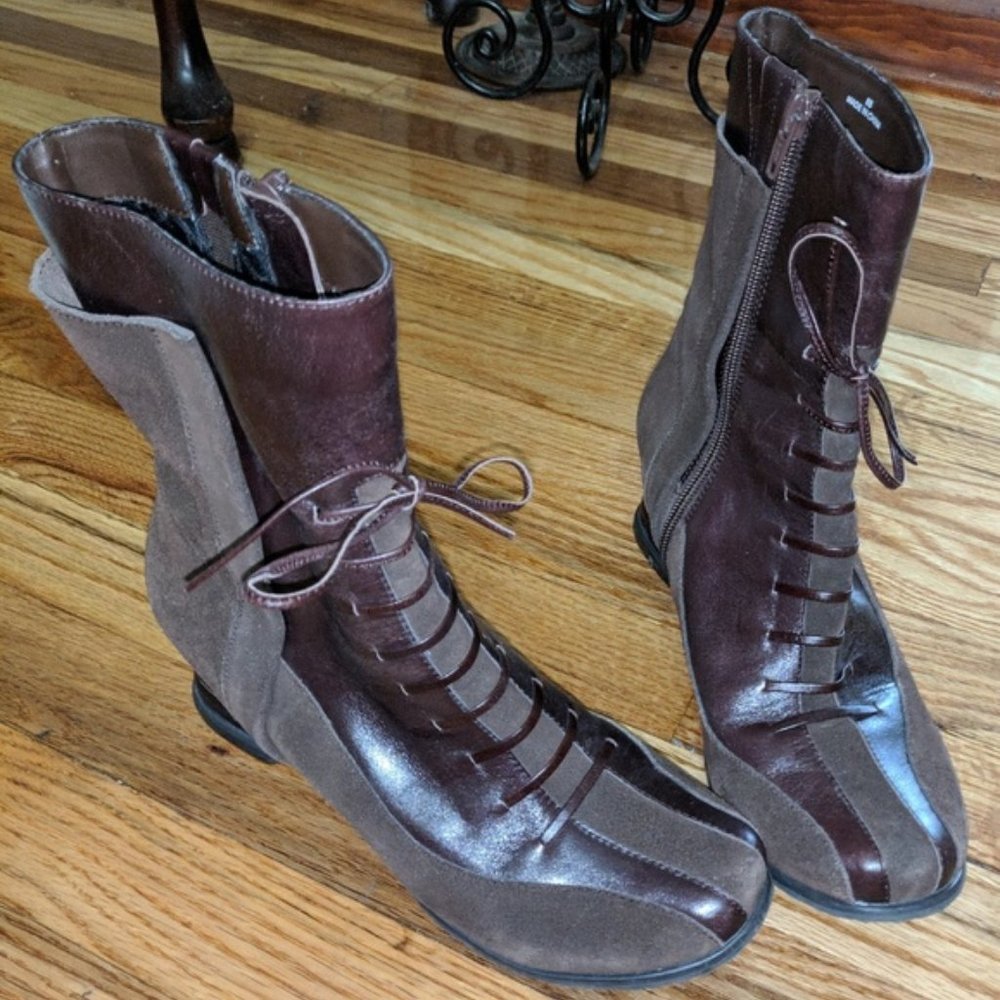 VTG RARE Morenatom Ankle Leather Suede Wedge Boots